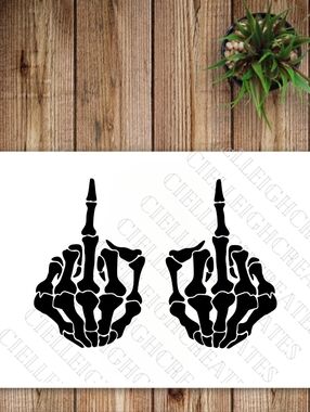 *2 for $20* Skeleton Hands Giving  Finger vinyl decal Sticker Handcrafted